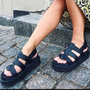 Doc Martens Yelena Black Leather Chunky Sandal